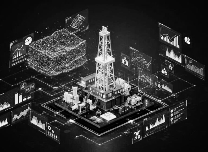 Digitized Oil Rig (BW)