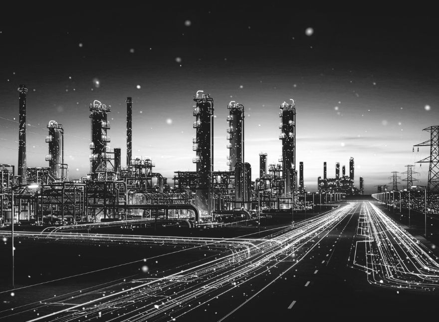 Digitized Pipes At Energy Plant (BW)